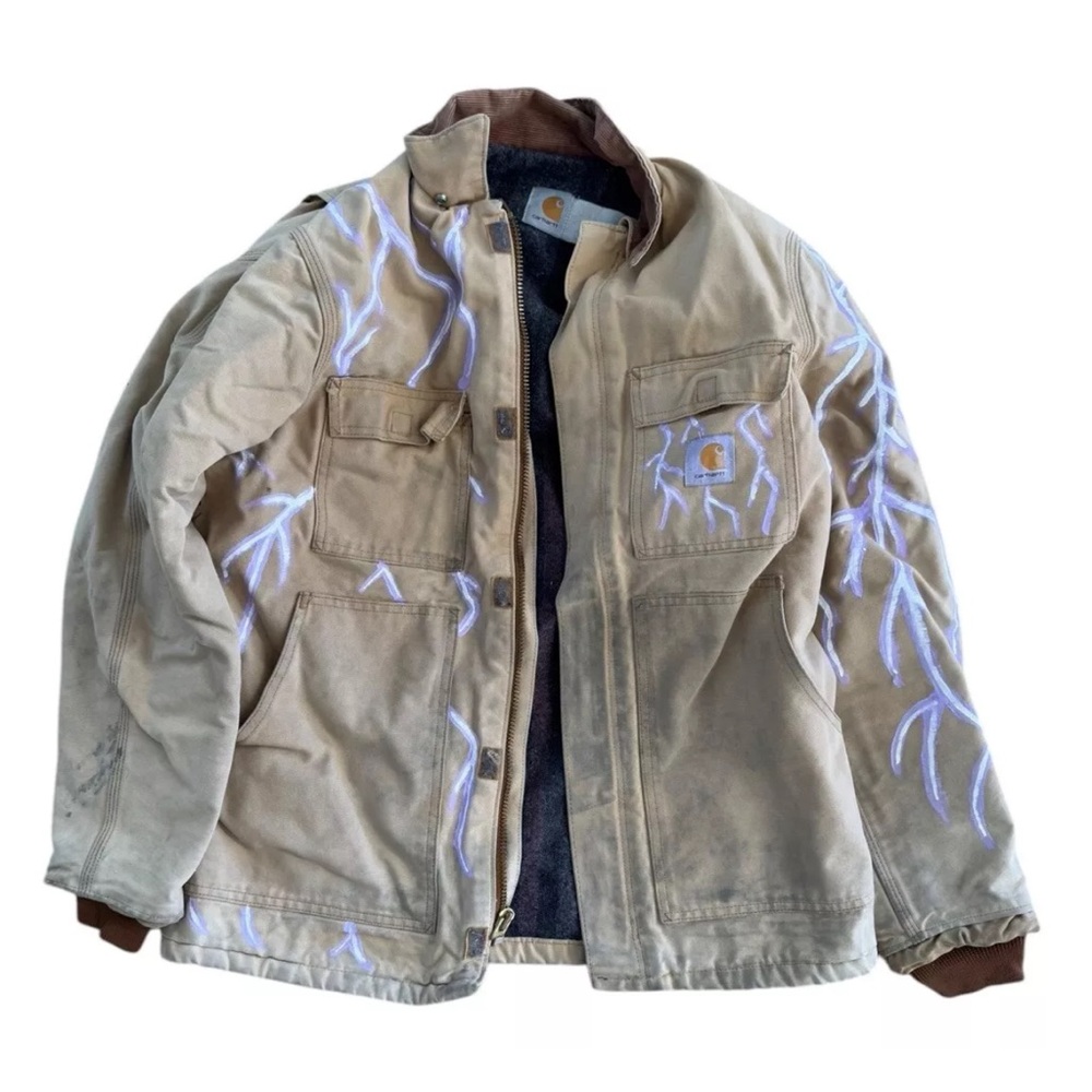 Vintage Carhartt Tan Jacket with Unique Design XL